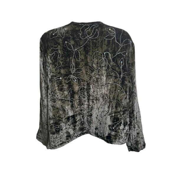 Vintage Y2K Choices Black Burnout Velvet Embroidered Jacket MD Whimsigoth Witchy - Picture 5 of 8